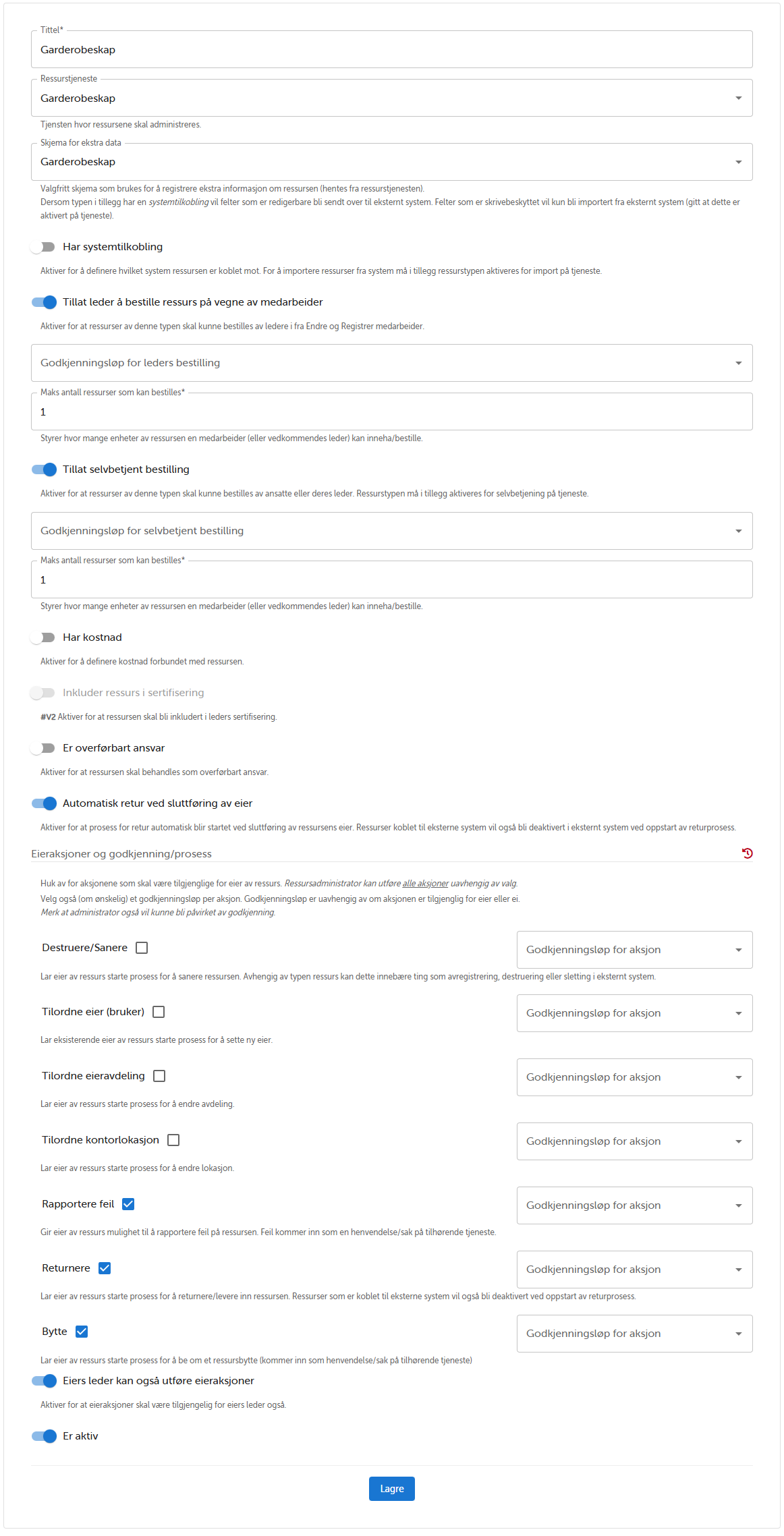 IdS AssetManager - konfigurasjon av ressurstype