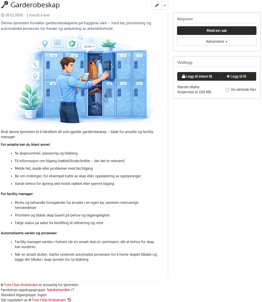IdS AssetManager - tjenesteside for garderobeskap