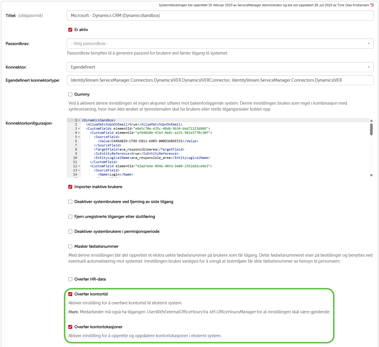 OfficeHoursManager - systemintegrasjon for overføring av kontortid og kontorlokasjoner